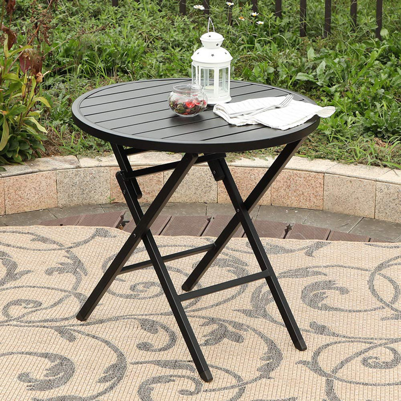 PHI VILLA Folding Metal Bistro Table Wayfair